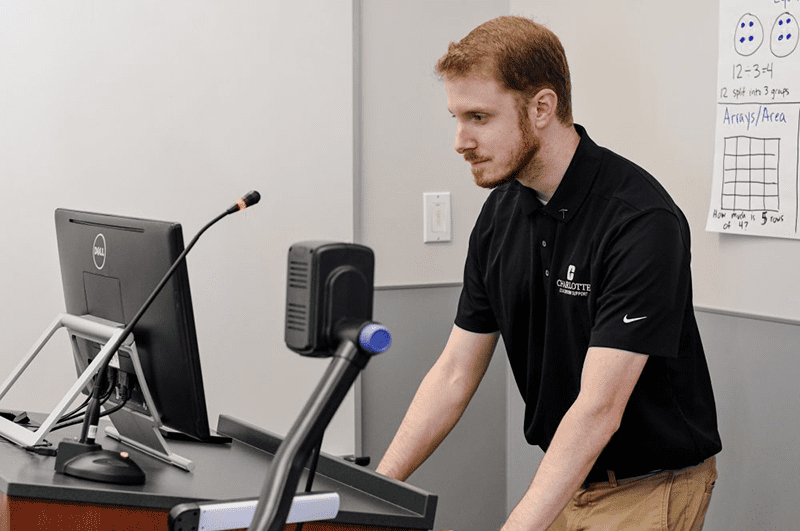 Teaching looking at a computer monitor